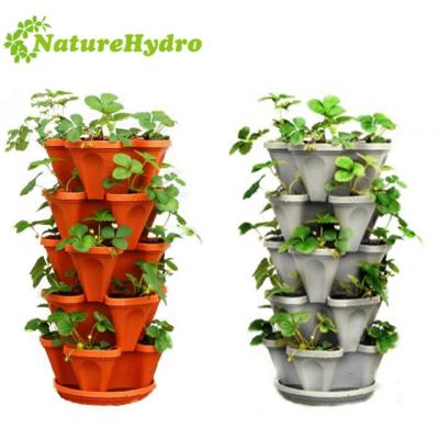 China PP& UV Stackable Plastic Flower Planters Vertical Garden Pots for sale