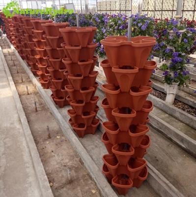 China PP& UV Plastic Hydroponics Stacking Pots Stacking Planter Flower Pot for sale