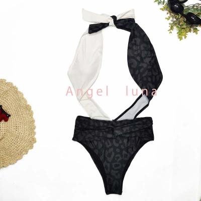 China 2022Angle Luna new breathable double bottoms black and white color join together sexy bikini fashion mature woman for sale