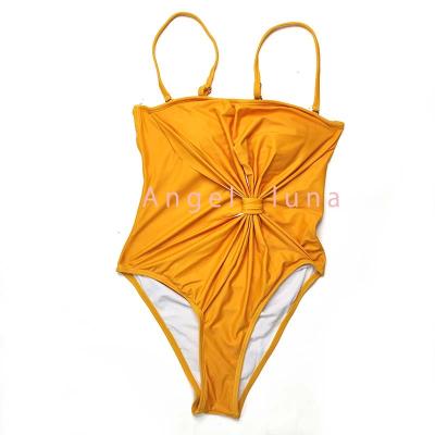 China 2022Angle Luna new breathable bottoms bright color shoulder double condole belt united body bikini charm is fashionable mature FEMA for sale