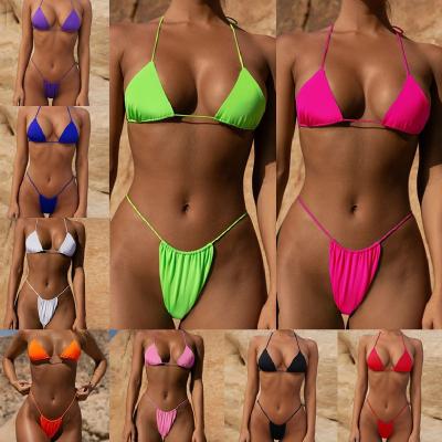 China Hot sale super cheap bikini Anti-UV one dollar swimsuit sexy two-piece swimwear bikini in stock for sale