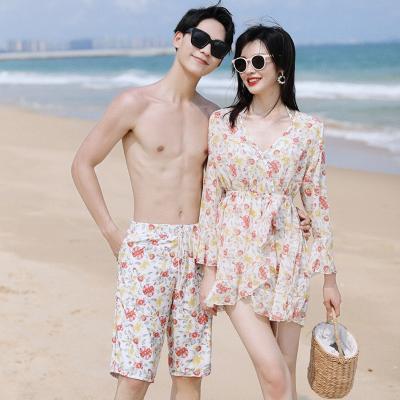 China Fashion couple beach wear for lovers (one set including women skirt and men boxer) for sale