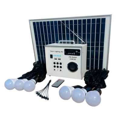 China Home Portable Radio 30w Solar Power Station With 6 Bulbs Mobile Home Billing for sale