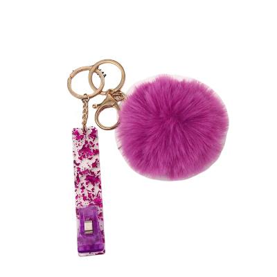 China Exquisite UKETA Fashionable Plush Pendant Key Puller Chain Swaggy Card Grabber For Long Nails for sale