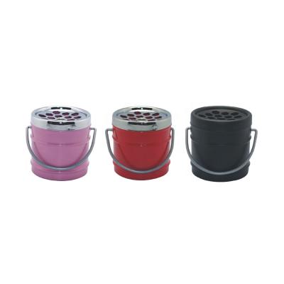 China High Quality Customized Metal Windproof Ashtray With Lid And Honeycomb Design Iron Handle UKETA With Lid for sale