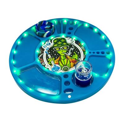 China Custom Multi Function LED Rolling Tray UKETA Logo Rolling Refilling Plastic Serving Tray for sale