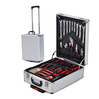 China Household Tool Kit 186 Pcs Full Aluminum Tool Box Trolley Workshop With Heavy Duty Tools 4 Tier Auto Repair Trolley Tool Box Set for sale