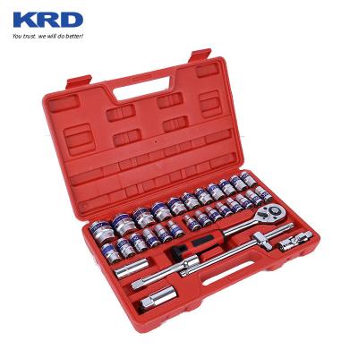 China Auto Repair 1/2 Series Chrome Vanadium Steel Hardware Tool Kit Custom 32 Piece Ratchet Wrench Socket Set for sale