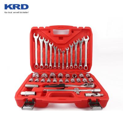 China Flexible Red Portable 37 Pcs Hand Repair Tool Kit High Quality Professional Auto Repair Tool Kit Household Socket Wrench Set for sale