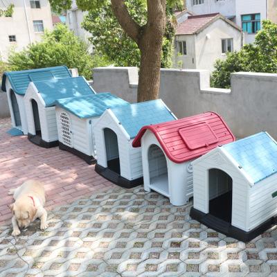 China Extra Large Sustainable Modern Foldable Plastic Kennel Outdoor Waterproof Pet House For Large Dog With Metal Door for sale