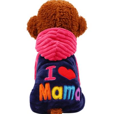 China Stocked Dog Clothes Print Interesting Pet Clothes Mum Pet Clothing Coral Fleece for sale