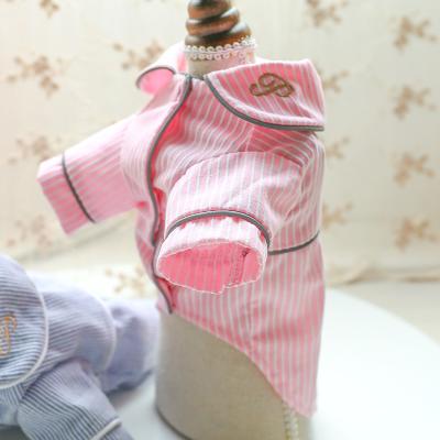 China Wholesale Pet Clothes Dog Pajamas Cat Clothes Comfort Net Stocked Home Dog Striped Clothes for sale