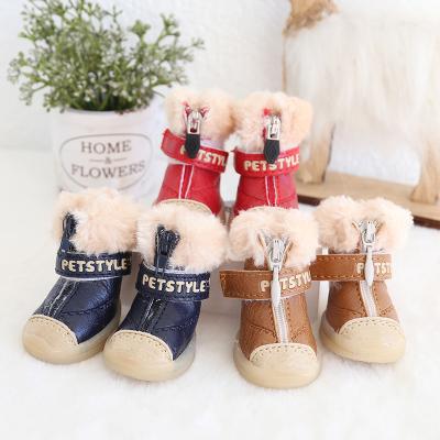 China Viable Wholesale Pet Dog Shoe Autumn And Winter Cotton Warm Shoes Anti-skid Waterproof Boots for sale