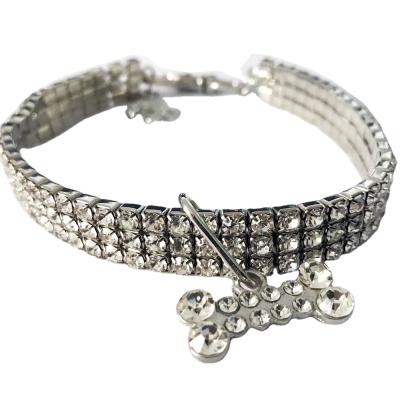 China Luxury Stocked Pet Collar Rhinestone Diamond Dog Collar Cat Collar Pet Supplies for sale