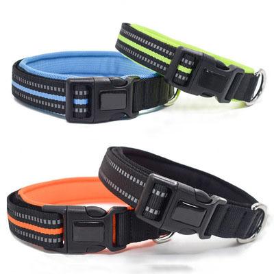 China Wholesale Custom Comfortable Adjustable Collar Polyester Personalized Pet Reflective Dog Collars For Night for sale