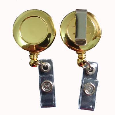 China RP-03LG ABS Plastic Gold Plating Round Shape ID Badge Retractable Reel for sale