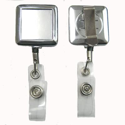 China Professional Zinc Alloy Square Silver For ID Holders Retractable Badge Reel for sale