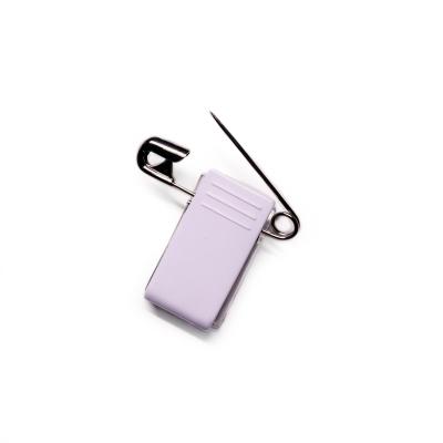 China Adhesive plastic card holder clip with safety pin 2.5cm x 1.3cm for sale