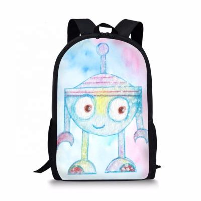 China Cute robot printing anti-theft bag for kids school girls college style kids fashion bag Ins style large travel bag for sale