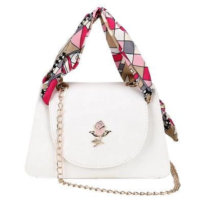 China 2020 fashion scarf silk handbag autumn and winter Korean glass fashion mobile phone bag child jelly rose shoulder messenger chain bags for sale