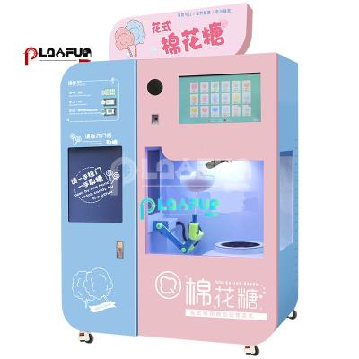 China Commercial Supply Fully Automatic Coin Operated Cotton Candy Making Fairy Silk Flower Vending Machine With Super Touch Advitisement Screen for sale