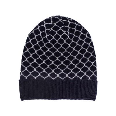 China Jacquard Pattern COMMON Outdoor Stretchy Checked Wool Knit Warm Winter Beanie OEM With Logo Vintage Tribal Beanie Hat Rubber Stylish for sale