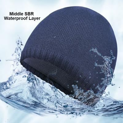 China New Design Waterproof Windproof Rain Water Resistant Outdoor Waterproof Hat For Men Stretch Custom Waterproof Fisherman Wool Fleece Beanie for sale