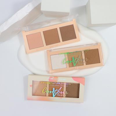 China Waterproof Pressed Powders 3 Colors Heart Style Bronzer Contouring Palette, High Quality Dye Good Shading Powder Waterproof Contouring for sale