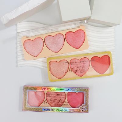 China New Fashion Waterproof Cheek Baked Powder Heart Style Palette High Pigment Waterproof Powder Long Lasting Blush Palette Good Quality for sale