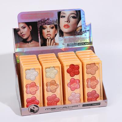 China MSYAHO 3 Colors Highlighter Bar Waterproof Palette Baked Highlight Blusher Face Highlight Floral Shiny Makeup for sale