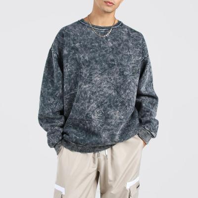 China Hot Sale Vintage Breathable Oil Washed Sweatshirt Tie Dye Men's Crewneck Hoodies Casual Oversized Sweatshirts for sale