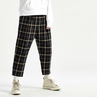 China Fashion Anti-pilling Cotton Plaid Cargo Men's Loose Black Pants European Streetwear Casual Sports Jogger for sale