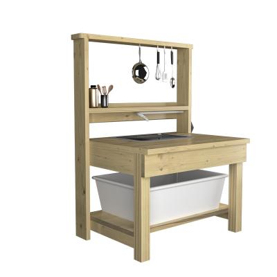 China Simulation Modern Outdoor Condom Wooden Washbasin Wooden Kitchen Set With Children's Sink for sale