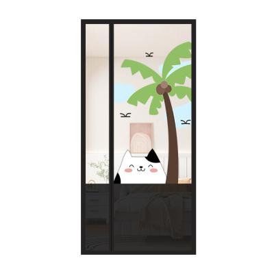 China Durable Magnetic anti-mosquito door screen side opening cartoon pattern mesh door curtains for sale