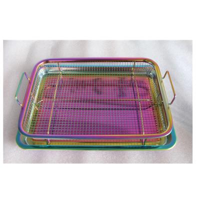 China New Products Sustainable Hot Rectangular Stainless Steel Grill Basket OEM Service Available for sale