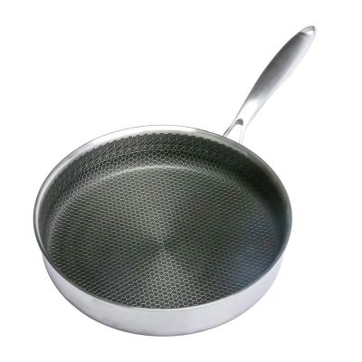 China 3 Ply Frying Pan Non Stick Stainless Steel Sustainable Steel Induction Good Quality Non Frying Pan for sale