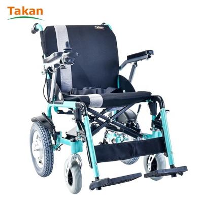 China Takan Folding Power Wheelchair 24V/6AH Lithium Battery Oxford Fabric Uphlostery Seat Material for sale