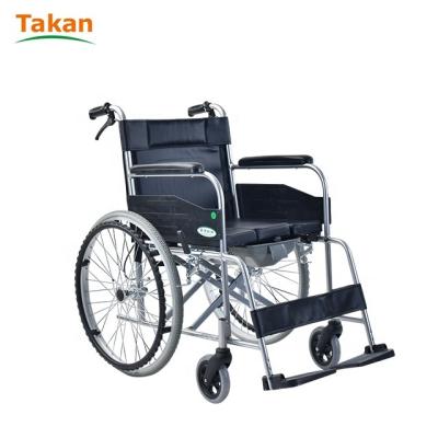 China Commode Outdoor Manual Wheelchair Leather Upholstery Seat Material 100kg/220lbs Loading Capacity for sale