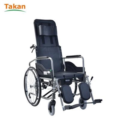 China High Back Aluminum Transport Wheelchair Easy-To -Clean Vinyl Upholstery Seat Material for sale