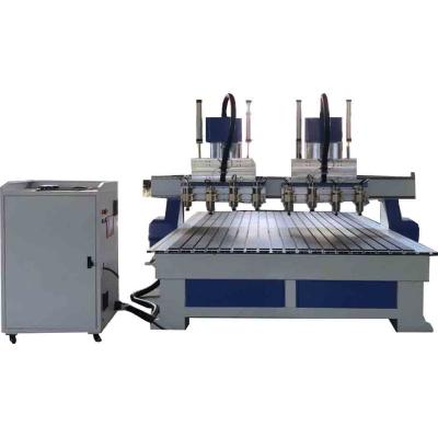 China Building Material Shops High Efficiency Multi Head CNC Router Machine Two Machine Head With 8 Axis Wood Router for sale