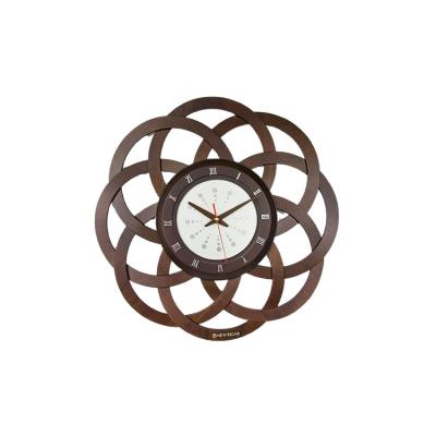 China Class 2022 New Design Hydrangea Pattern Wooden Clock Home Decoration Wooden Clock for sale