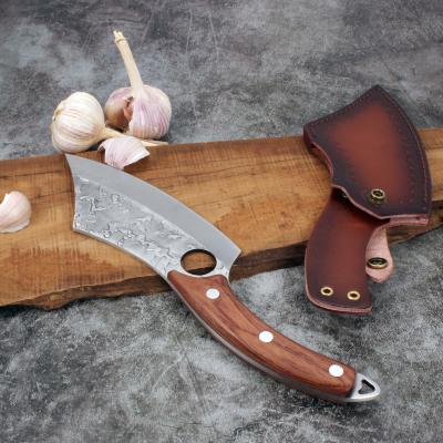 China Slicing Cutting Knife Hot Selling Hammer Meat Slicing Knife With Pink Wooden Handle for sale