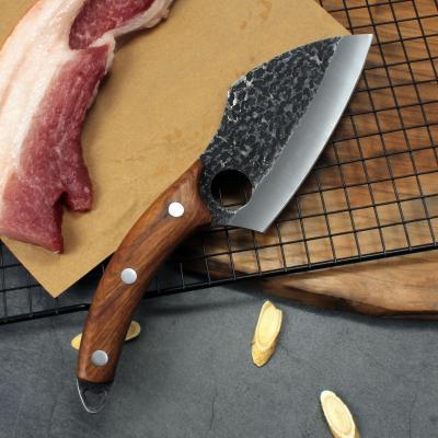 China Slicing Hot Selling Black Knife Cutting Hammer Meat Slicing Knife With Pink Wood Handle for sale