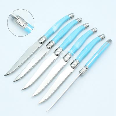 China Durable Serrated Laguiole Knife Stainless Steel Blade Steak Knife Set for sale