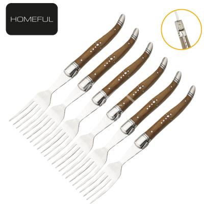 China Disposable Laguiole Stainless Steel Fork With Olive Wood Handle for sale