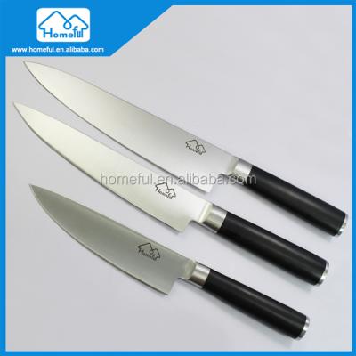 China Sustainable Kitchen Knife 3 PCS Stainless Steel Chef Knife Set With ABS Handle for sale