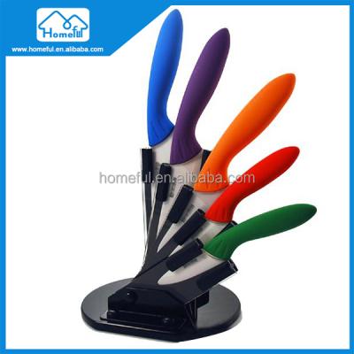 China Sustainable Kitchen Knife Set 5pcs Ceramic Knife Set With Acrylic Holder for sale