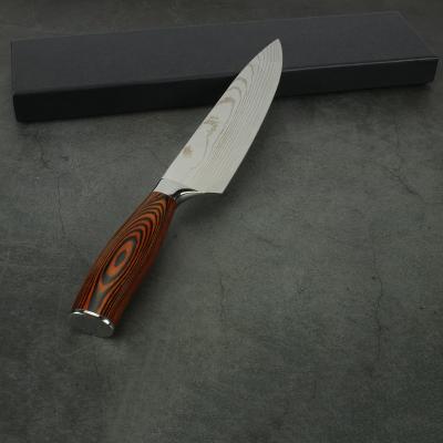 China 35 Layers Durable High Quality 8 Inch Damascus Steel Chef Knife With Pakka Wood Handle for sale