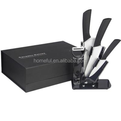 China 3 Pcs Sustainable High Quality Ceramic Knife Set With Acrylic Holder for sale