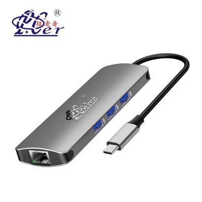 China Projector USB Type-C Hub 9 in 1 Type-C to HDMI LAN USB 3.0 SD TF PD Adapter USB Audio Hub for sale